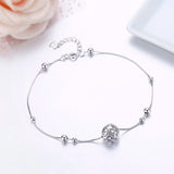 925 Silver Heart Cut Ball Anklet for Women