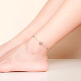 925 Silver Heart Cut Ball Anklet for Women