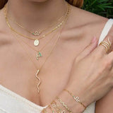 925 Silver CZ Snake Pendant Necklace Women Zircon Punk Style Choker Jewelry
