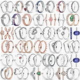 925 Sterling Silver Flower Lucky Rings for Women Jewelry