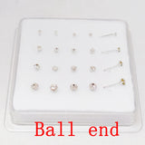925 Silver Crystal Nose Stud Set 20pcs