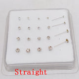 925 Silver Crystal Nose Stud Set 20pcs