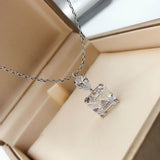 925 Silver Square Drop Pendant Necklace Women's Jewelry