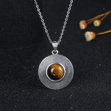 925 Sterling Silver Rhodochrosite Pendant Necklace Tiger Eye Moonstone Jewelry
