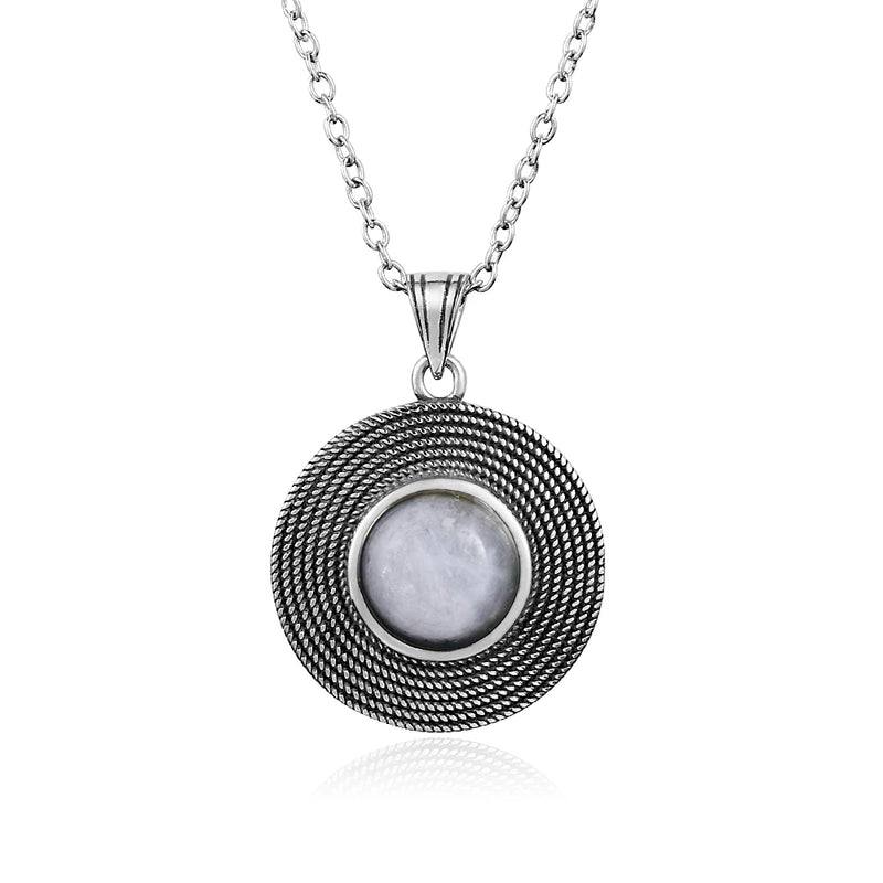 925 Sterling Silver Rhodochrosite Pendant Necklace Tiger Eye Moonstone Jewelry