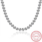925 Sterling Silver 10mm Smooth Beads Ball Chain Necklace