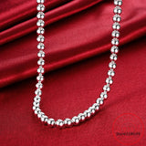 925 Silver 10mm|8mm|4mm Bead Ball Chain Necklace Wedding Jewelry