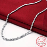 925 Silver 10mm|8mm|4mm Bead Ball Chain Necklace Wedding Jewelry