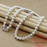 925 Sterling Silver 10mm Smooth Beads Ball Chain Necklace