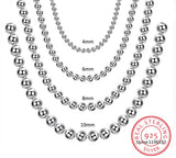 925 Sterling Silver 10mm Smooth Beads Ball Chain Necklace