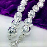 925 Silver 10mm Bead Bracelet Women Charm Jewelry