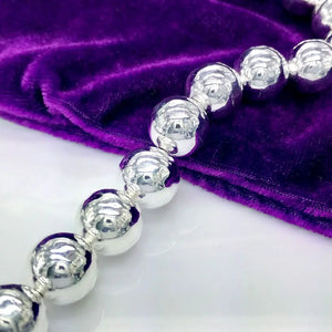 925 Silver 10mm Bead Bracelet Women Charm Jewelry