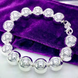 925 Silver 10mm Bead Bracelet Women Charm Jewelry