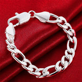 925 Silver 10mm Chain Square Buckle Bracelet Men Wedding Party Jewelry
