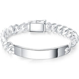 Sterling Silver Cuban Chain Bracelet 10mm Men Women Geometric Party Jewelry