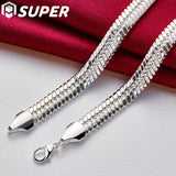 925 Silver 10mm Flat Snake Chain Necklace Wedding Charm Jewelry