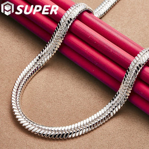925 Silver 10mm Flat Snake Chain Necklace Wedding Charm Jewelry