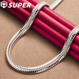 925 Silver 10mm Flat Snake Chain Necklace Wedding Charm Jewelry