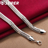 925 Silver 10mm Flat Snake Chain Necklace Wedding Charm Jewelry