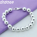 925 Silver 10mm Ball Beads Chain Bracelet for Women Party Engagement Gift