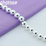 925 Silver 10mm Ball Beads Chain Bracelet for Women Party Engagement Gift