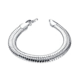 925 Silver 10mm Flat Chain Bracelet for Men Women