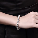 925 Sterling Silver 10mm Beads Bracelet Wedding Party Jewelry