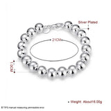 925 Sterling Silver 10mm Beads Bracelet Wedding Party Jewelry