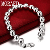 925 Sterling Silver 10mm Beads Bracelet Wedding Party Jewelry