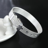 925 Silver 10mm Strap Bracelet Women Gift Jewelry Bangles