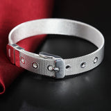 925 Silver 10mm Strap Bracelet Women Gift Jewelry Bangles