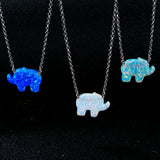 925 Silver Fire Opal Elephant Pendant Necklace