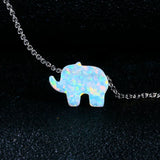 925 Silver Fire Opal Elephant Pendant Necklace
