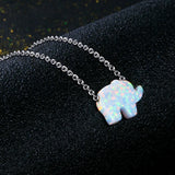 925 Silver Fire Opal Elephant Pendant Necklace