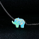 925 Silver Fire Opal Elephant Pendant Necklace