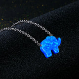 925 Silver Fire Opal Elephant Pendant Necklace