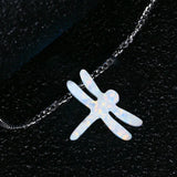 925 Silver Opal Dragonfly Pendant Necklace