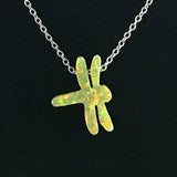 925 Silver Opal Dragonfly Pendant Necklace