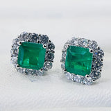 925 Silver Square Earrings Paraiba Tourmaline Wedding Statement Jewelry