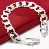 925 Sterling Silver 12MM Cuba Chain Bracelets Women