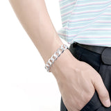 925 Sterling Silver 12MM Cuba Chain Bracelets Women
