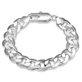 925 Sterling Silver 12MM Cuba Chain Bracelets Women