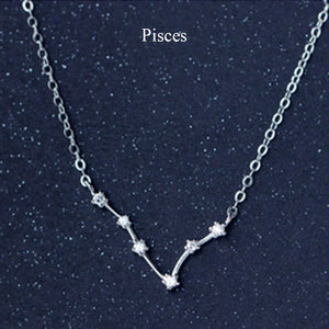 925 Silver Zodiac Zircon Horoscope Astrology Necklace
