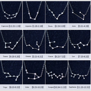 925 Silver Zodiac Zircon Horoscope Astrology Necklace
