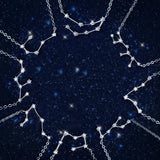 925 Silver Zodiac Zircon Horoscope Astrology Necklace