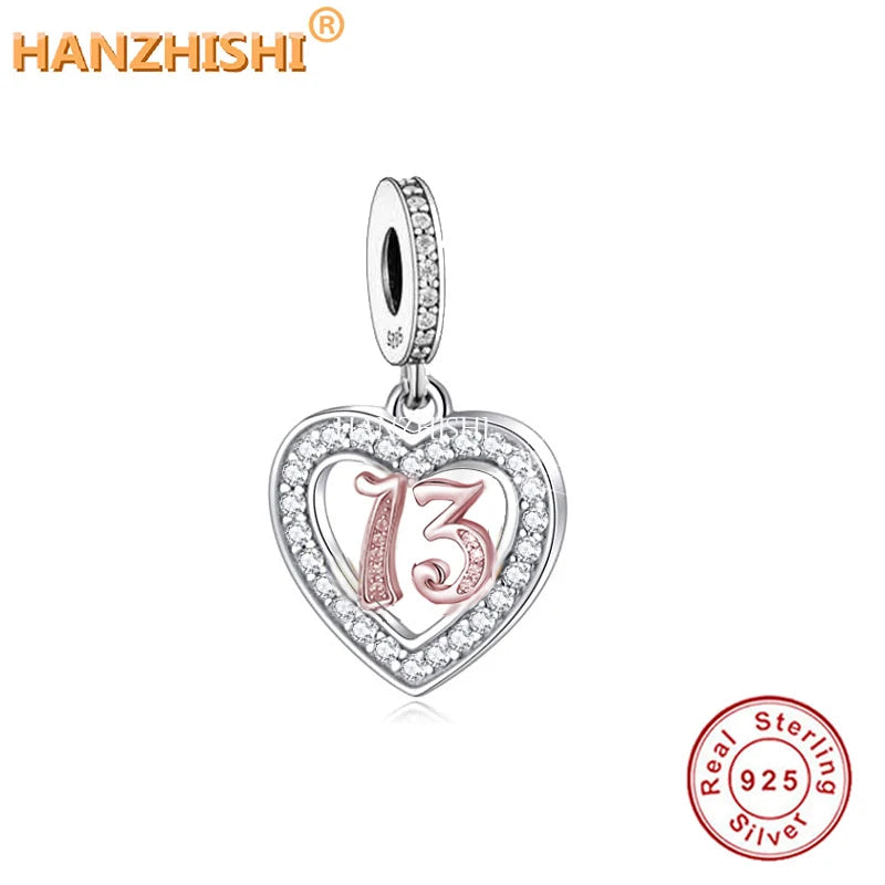 925 Silver Milestone Beads Charms for Bracelet Necklace Jewelry Berloque