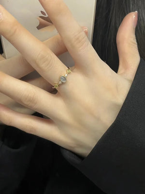 925 Silver Colorful Agate Zircon Ring Geometric Women's Summer Jewelry