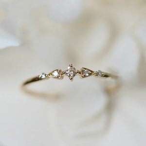 925 Silver 14K Plated Zircon Open-end Ring Geometric Summer Jewelry