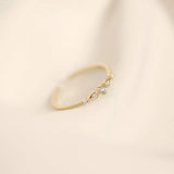 925 Silver 14K Plated Zircon Open-end Ring Geometric Summer Jewelry