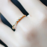 925 Silver 14K Plated Zircon Open-end Ring Geometric Summer Jewelry